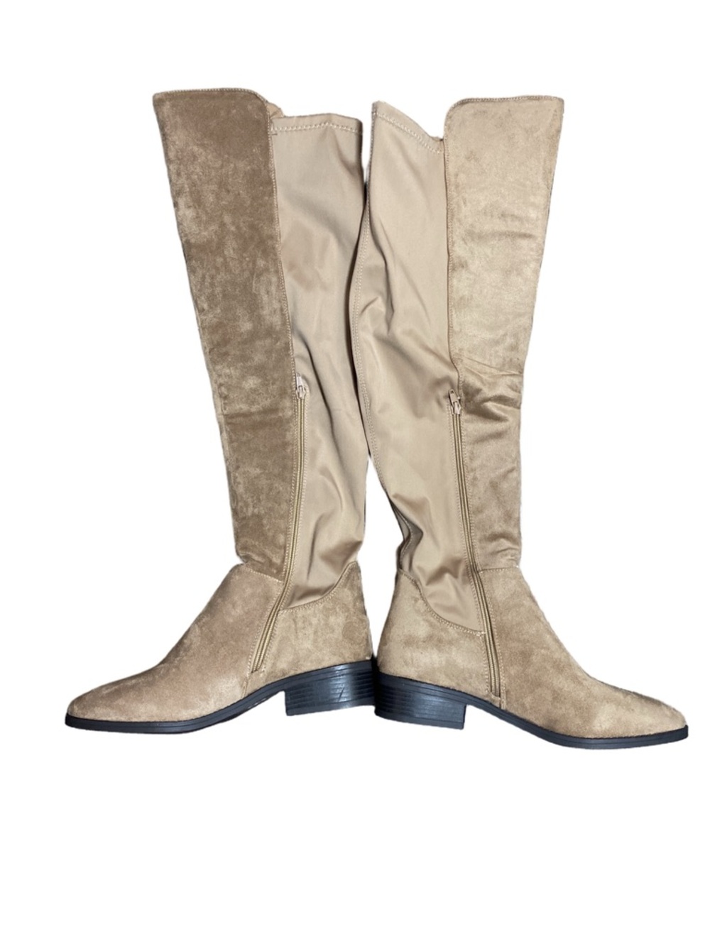 Halston Taupe Suede Over-the-Knee Stretch Boots Size 11 - Picture 4 of 6